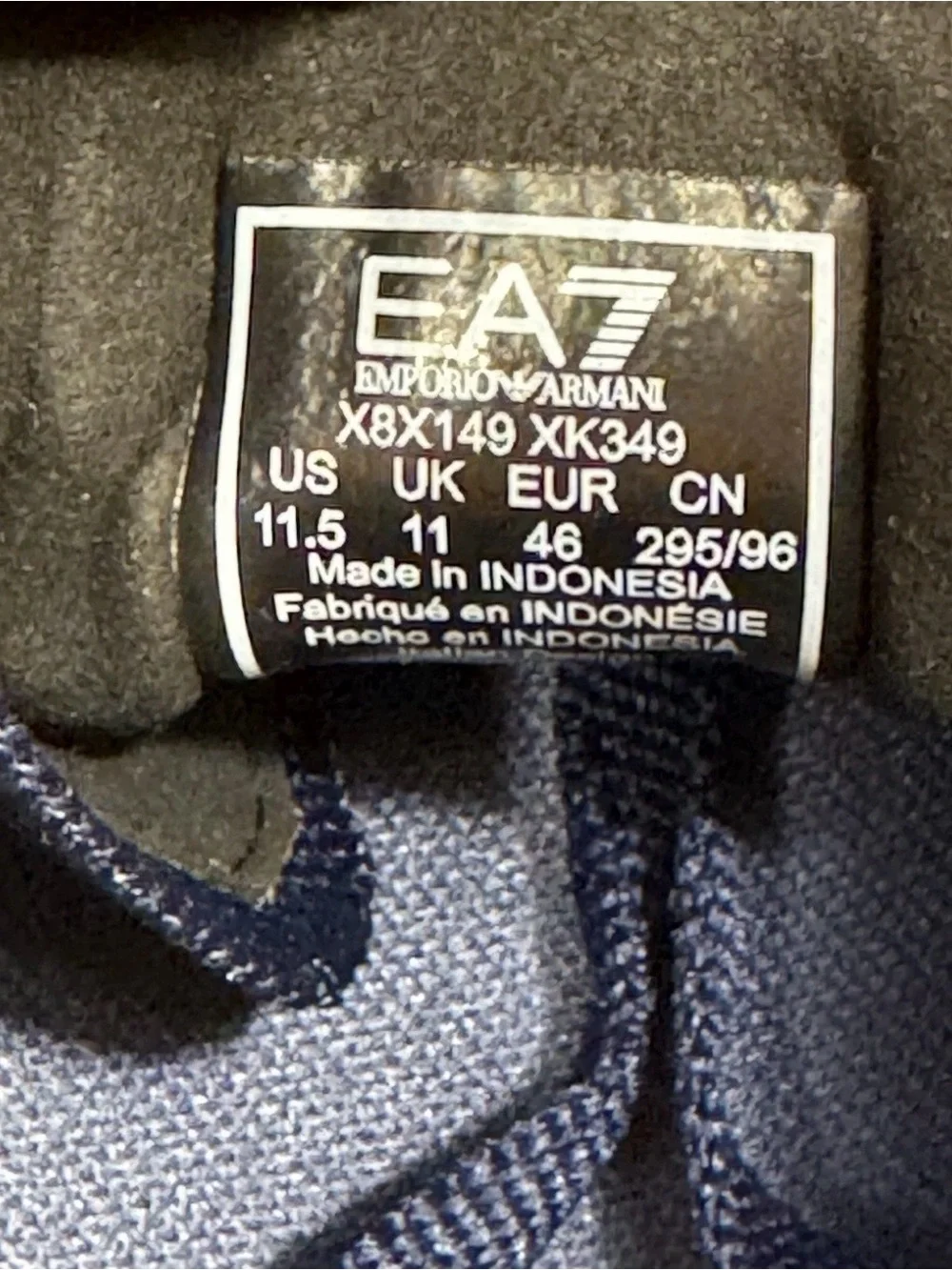 EA7 Emporio Armani Sneakers Men US 11.5 EU 46 Navy Knit Running Shoes New